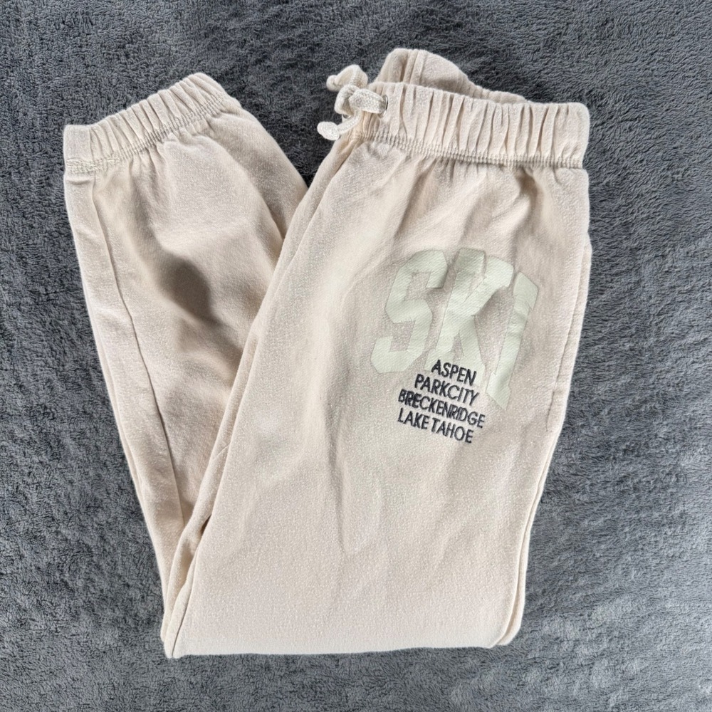 Vintage Havana Joggers Kids L/14 Cream Ski Graphic Aspen Park City Fleece Pants